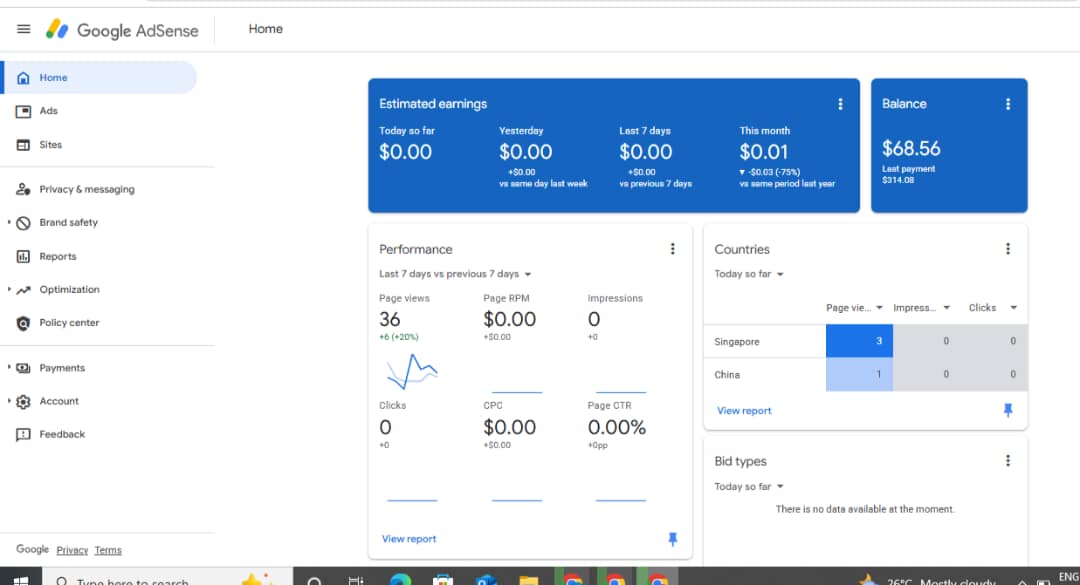 4x Payment Received Ghana AdSense Account – 3yr Old .NET Domain