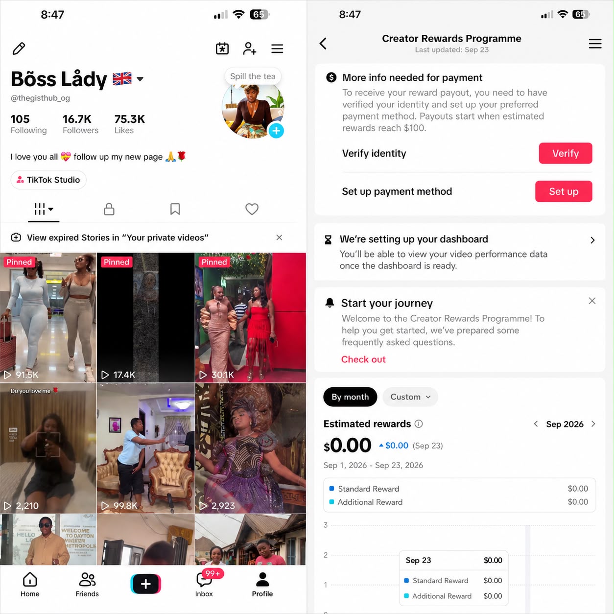 16.7k Followers UK Monetized TikTok Account